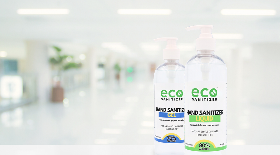 Eco Sanitizer hand sanitizer gel and hand sanitizer liquid in healthcare.