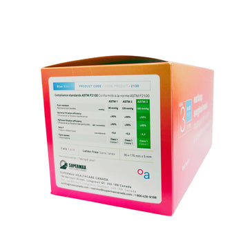 Aurelia Face Masks, ASTM Level 3, 3-Ply (BLUE) Earloop - Package of 50 - Made in Canada