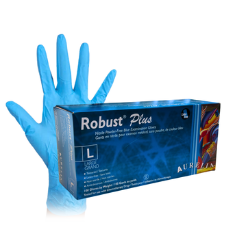 Aurelia Robust Plus Nitrile Powder-Free Blue Examination Gloves