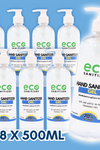 Canada bulk hand sanitizer gel in a bundle pack deal with 8 bottles by Eco Sanitizer.
