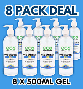 Canada bulk hand sanitizer gel in a bundle pack deal with 8 bottles.