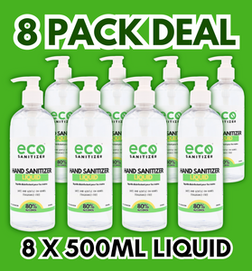 Canada bulk hand sanitizer liquid in a bundle pack deal with eight 500mL bottles.