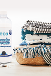 A bottle of eco laundry detergent in unscented, for a plant-based and eco-friendly laundry routine.