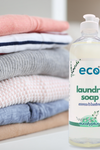 Eco-friendly laundry soap in eucalyptus, for sustainable home cleaning and green living.