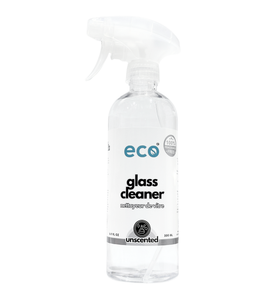 Eco Glass Cleaner unscented in a ready-to-use 500 ml spray bottle.