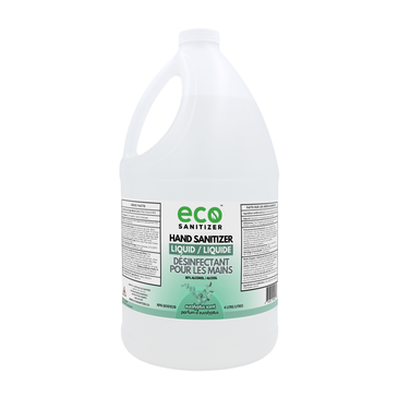 Eco Sanitizer liquid hand sanitizer with eucalyptus scent in 4L bulk refill jug.