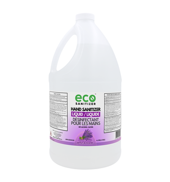 Eco Sanitizer liquid hand sanitizer with lavender scent in 4L bulk refill jug.