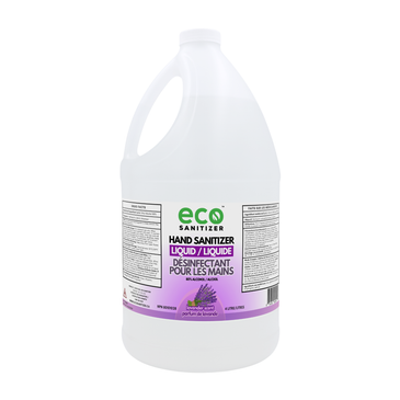 Eco Sanitizer liquid hand sanitizer with lavender scent in 4L bulk refill jug.