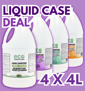 Eco Sanitizer - Scented Hand Sanitizer Liquid 4L Case Bulk Deal with Unscented, Lavender, Eucalyptus, and Citrus
