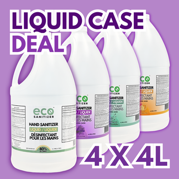 Eco Sanitizer - Scented Hand Sanitizer Liquid 4L Case Bulk Deal with Unscented, Lavender, Eucalyptus, and Citrus