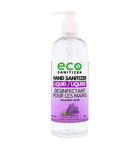 Eco Sanitizer liquid hand sanitizer with lavender scent in 500ml bottle