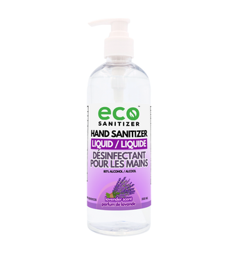 Eco Sanitizer liquid hand sanitizer with lavender scent in 500ml bottle