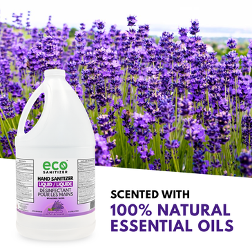 Eco Sanitizer's lavender hand sanitizer is scented with 100% natural essential oils.