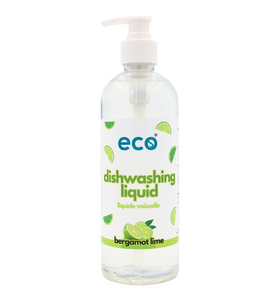 Eco dish soap bergamot lime in a 500ml ready-to-use bottle for wholesale, ideal for eco-friendly retailers.