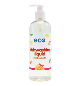 Eco dish soap citrus in a 500ml ready-to-use bottle for wholesale, ideal for eco-friendly retailers.
