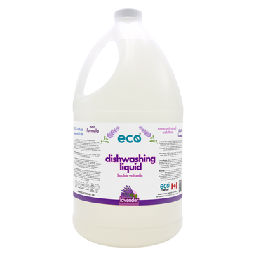 Eco-friendly dish soap lavender in a 4 liter jug for wholesale, perfect for customers wanting bulk up dish soap to refill their own bottles. 