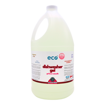 Eco-friendly dishwasher gel unscented in a 4 liter jug for wholesale, perfect for customers to bulk up on dishwasher gel. 