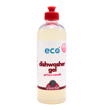 Eco dishwasher gel in a 500ml ready-to-use bottle for wholesale, ideal for eco-friendly retailers.