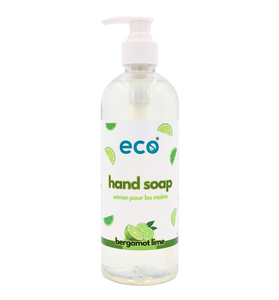 Eco hand soap bergamot lime in a 500ml ready-to-use bottle for wholesale, ideal for eco-friendly retailers.