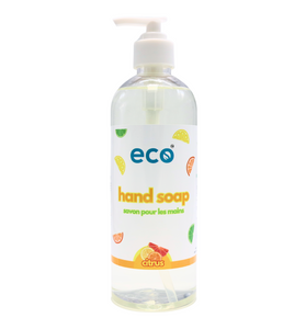 Eco hand soap citrus in a 500ml ready-to-use bottle for wholesale, ideal for eco-friendly retailers.