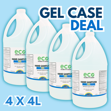 Canada wholesale bulk hand sanitizer gel in a case of four 4L case, perfect for sanitizer refills.