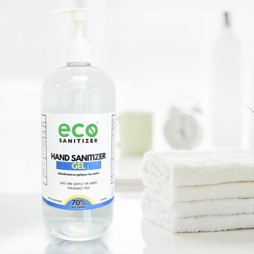 Hand sanitizer gel in washroom.