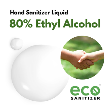 Eco Sanitizer Hand Sanitizer Liquid has 70% Ethyl Alcohol. 