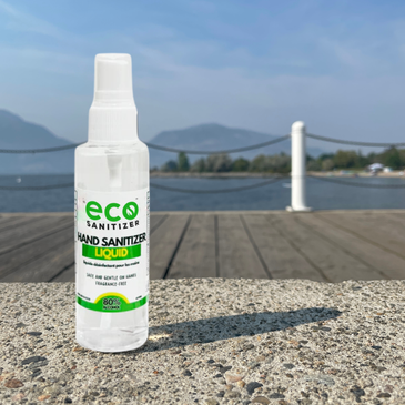 Mini hand sanitizer spray at pier. 