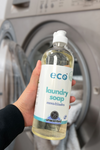 Eco-friendly laundry soap in unscented, for sustainable home cleaning and green living.