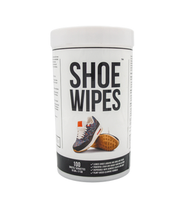 Can of 100 shoe wipes for cleaning sneakers on the go.